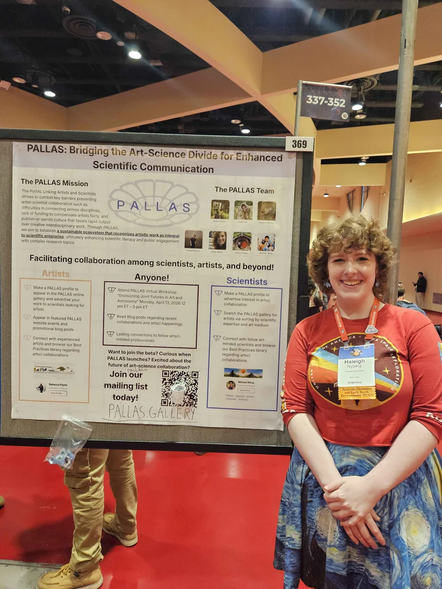 Haleigh presenting the PALLAS poster at AbSciCon 2026